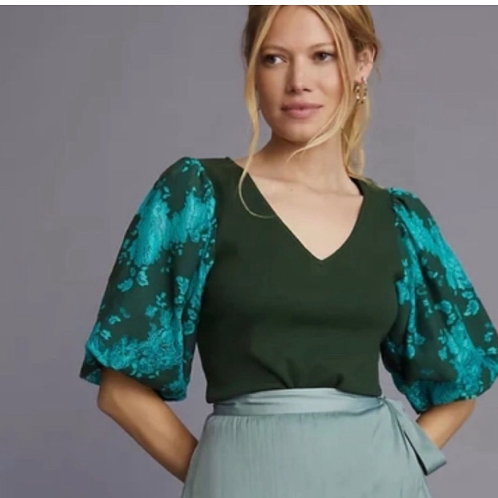 Anthropologie Dolan Lace Puff Sleeve Top L